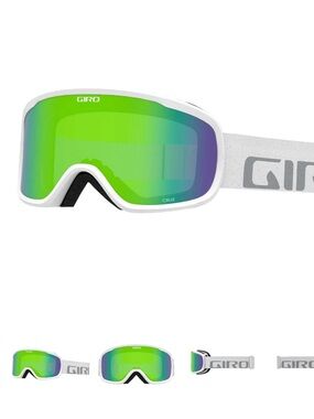Giro White Frame Snow Goggles with Green Mirrored Lens
